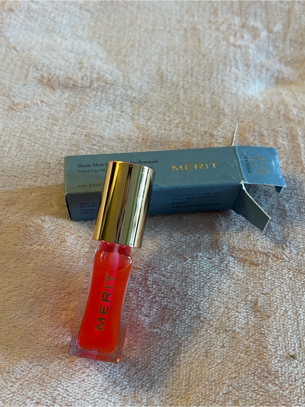 Merit shade slick gelee tinted lip oil pink clean vegan new in box